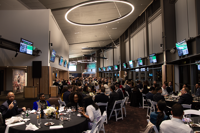 an event venue with tables and chairs